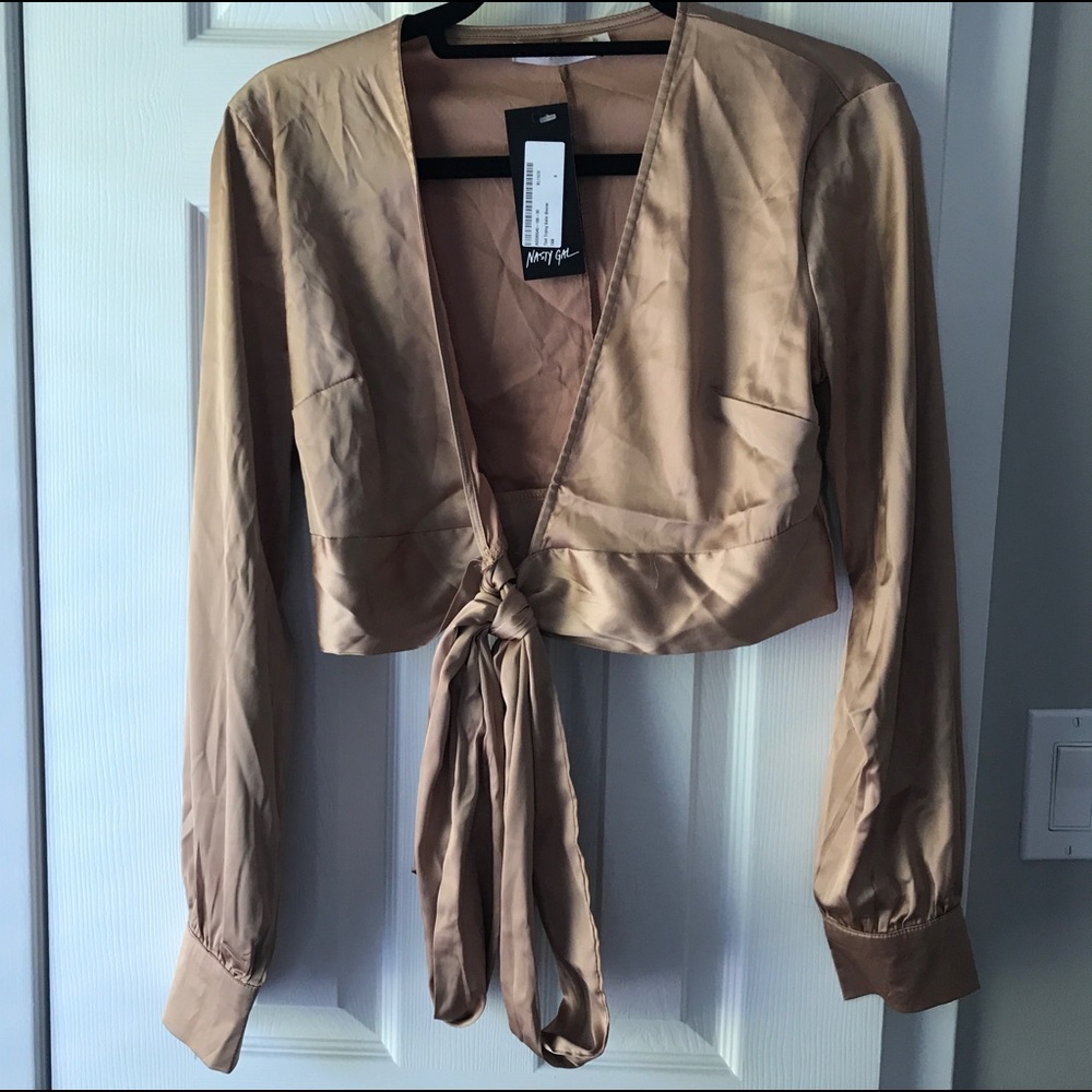 NWT Silky Tie Crop Top